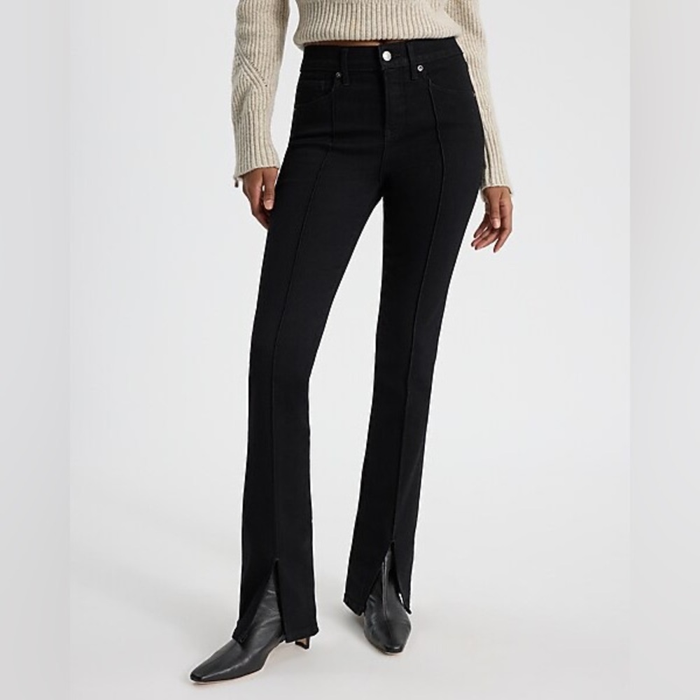 TALL Mid Rise Pitch Black Hyper Sculpt Skyscraper Jeans size 8 Long